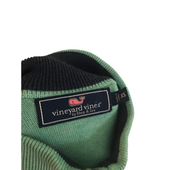 Vineyard Vines Sweater Women's Size XS Mint Green Cotton Mock Neck 1/4 Zip - Picture 6 of 7